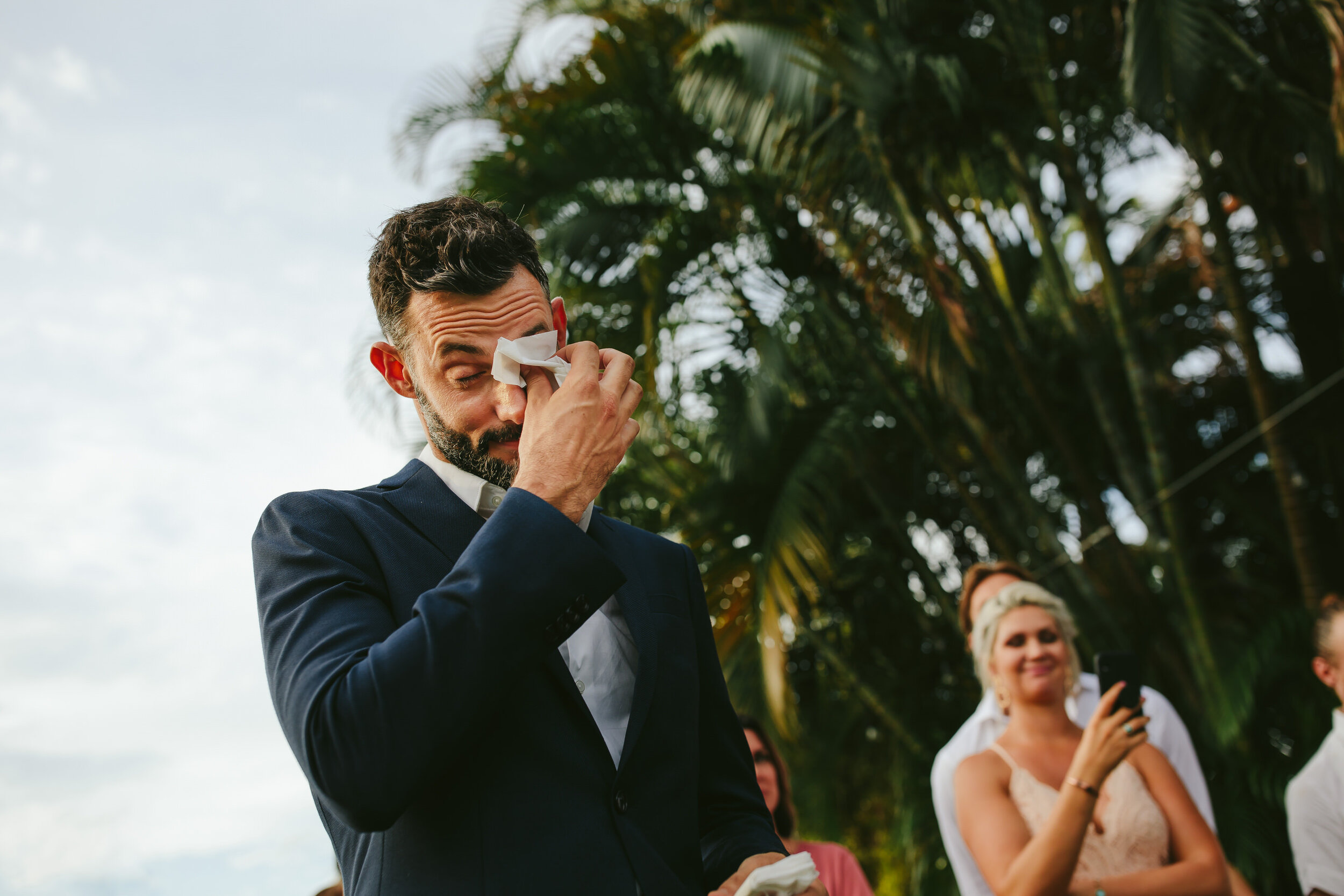 Emotional Groom Listening to his Bride Sing Florida Wedding Photographer