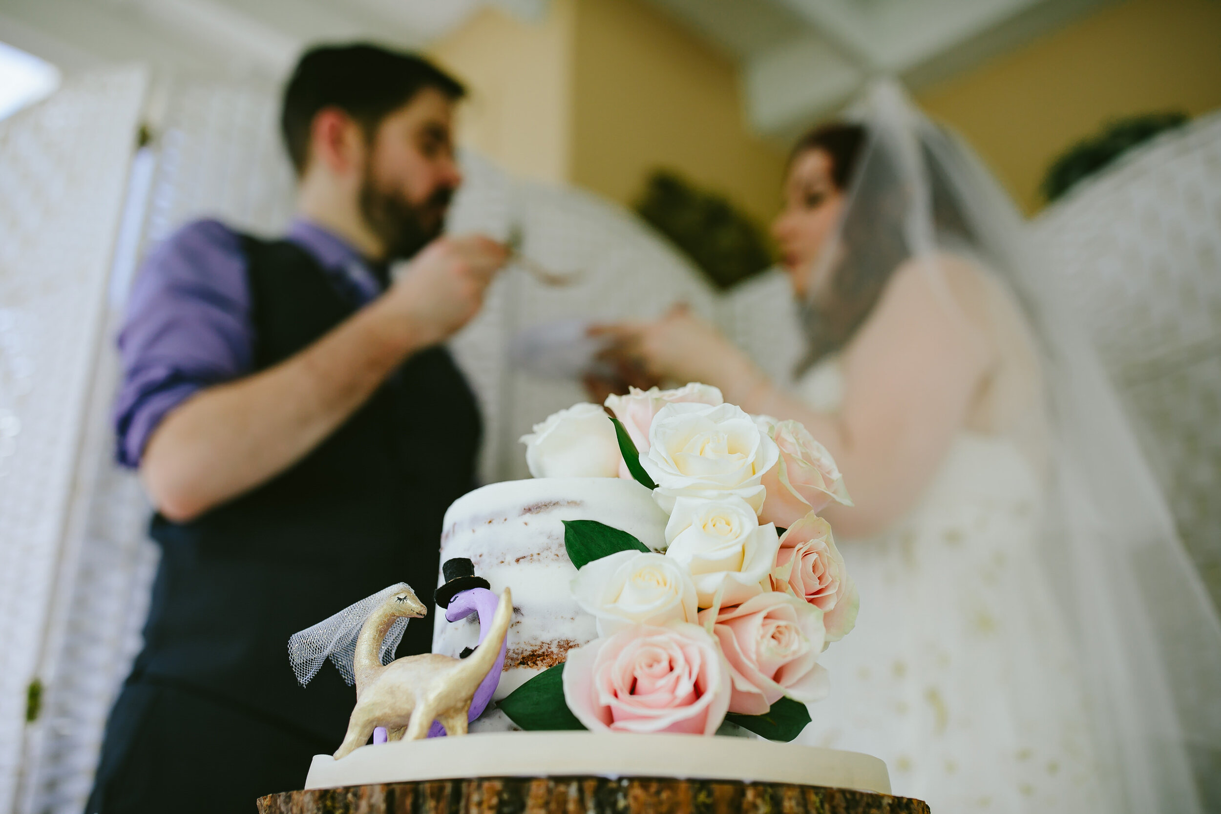 Bride-Groom-Enjoying-Vegan-Wedding-Cake