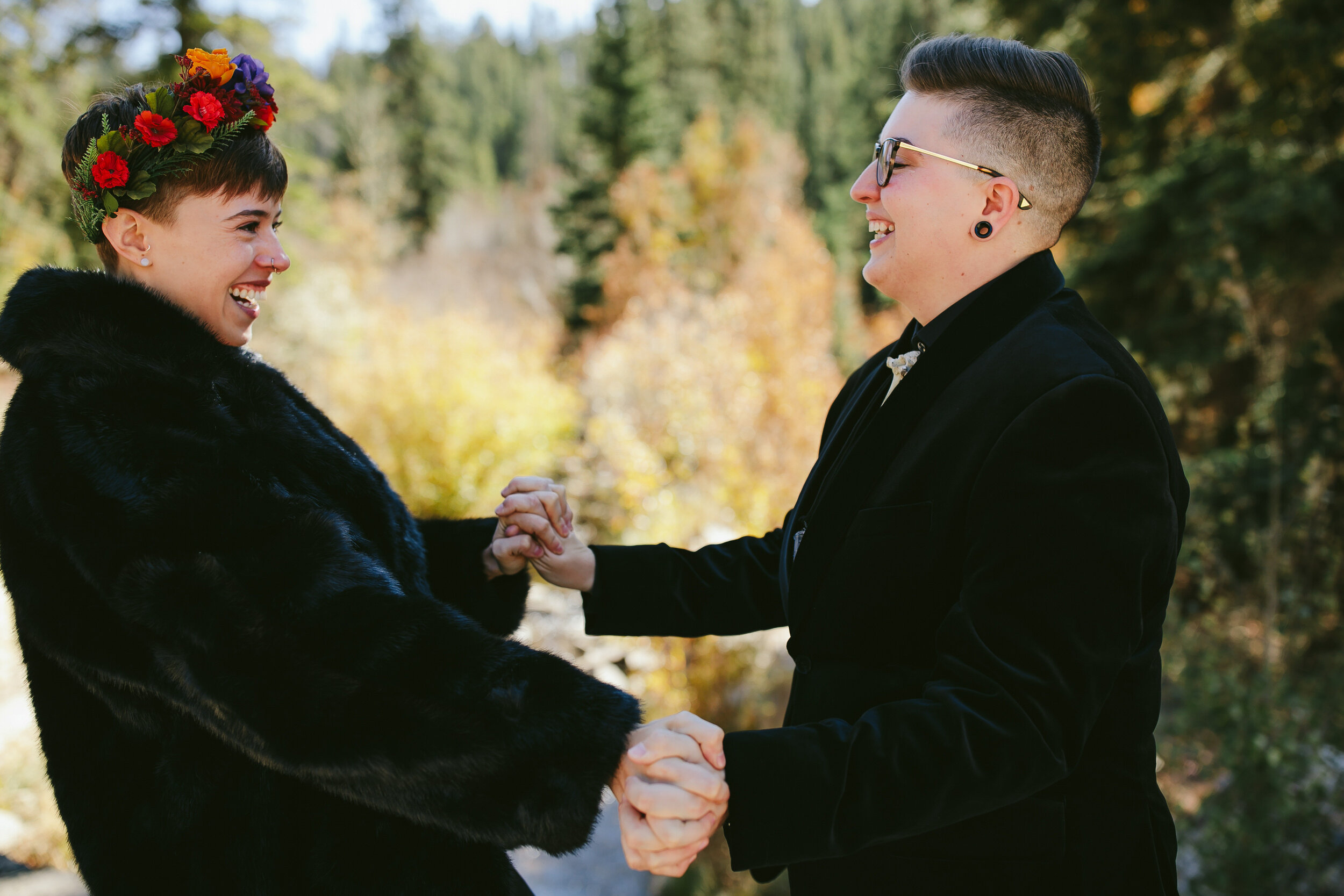 Adorable Queer Couple on their Elopement Day First Look