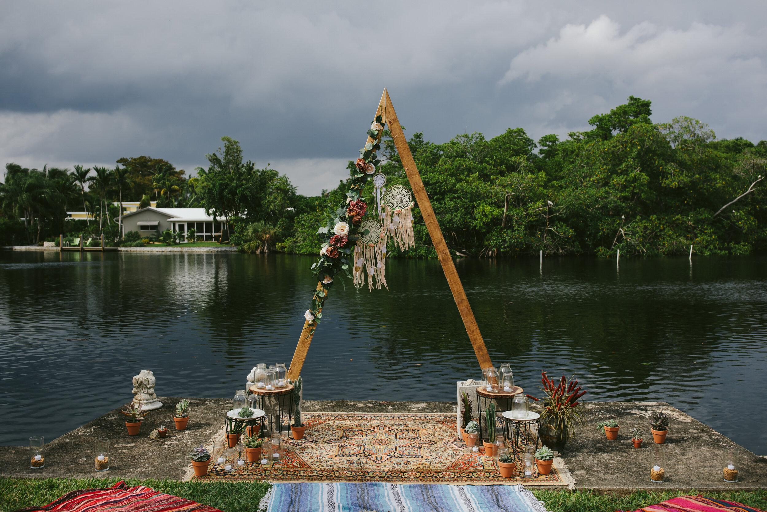 DIY Wedding Arch Fort Lauderdale Backyard Ceremony
