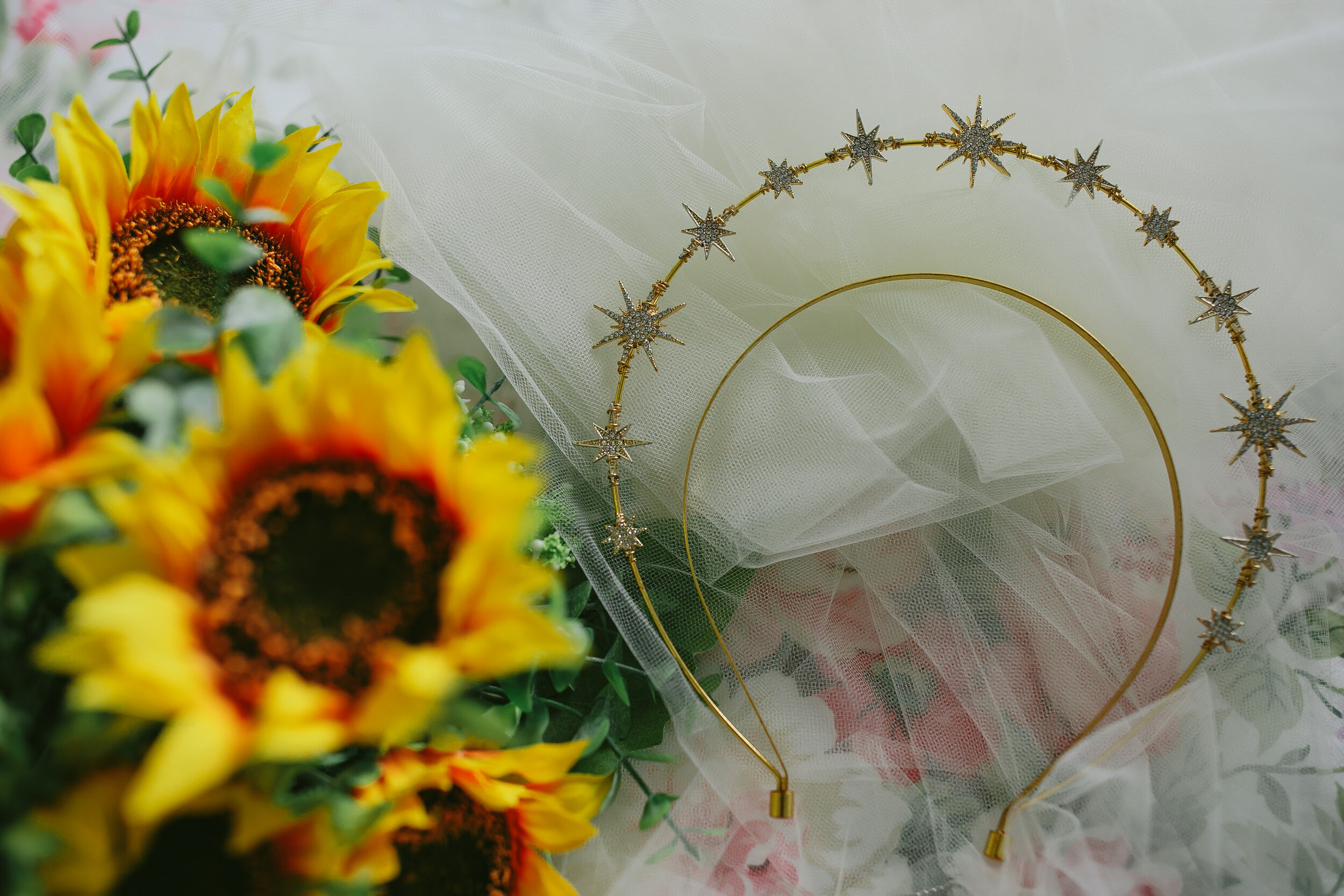 Sunflower-Bouquet-Gold-Star-Crown-Wedding-Day-Details-Homestead-Florida