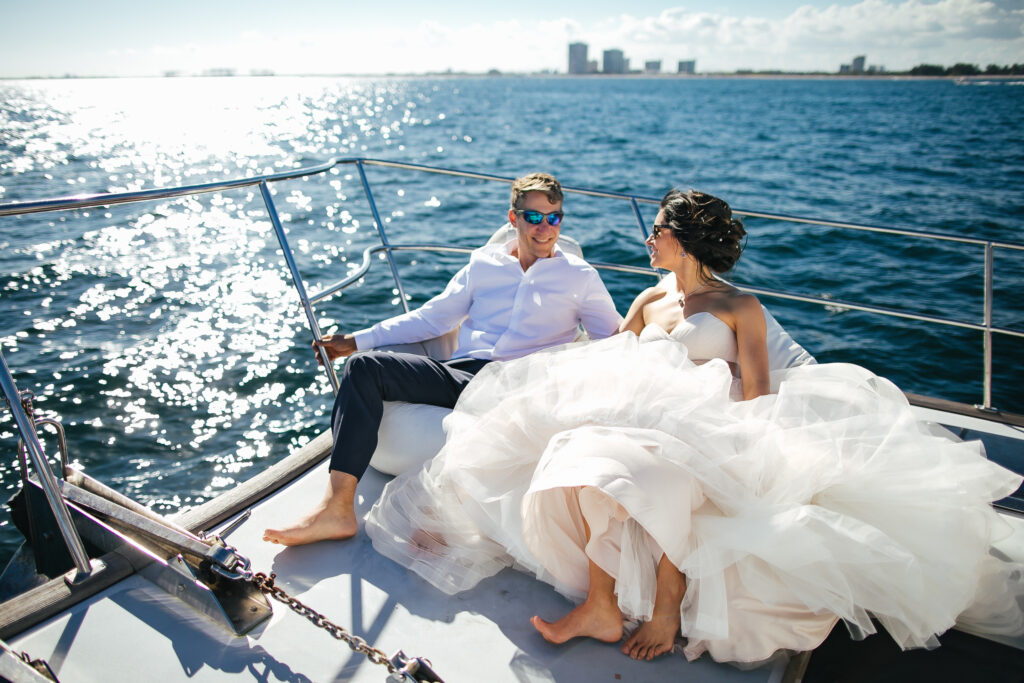 Bride and Groom Yacht Wedding