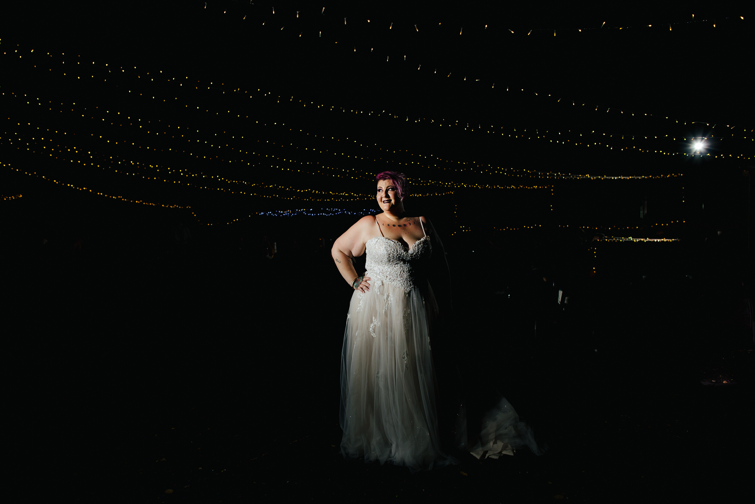 Bride Portrait Night Alternative Wedding Photographer Florida