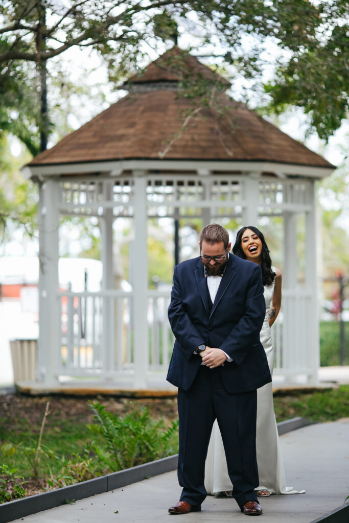 First Look Bride and Groom Richardson Historic Park Wedding in Wilton Manors, FL