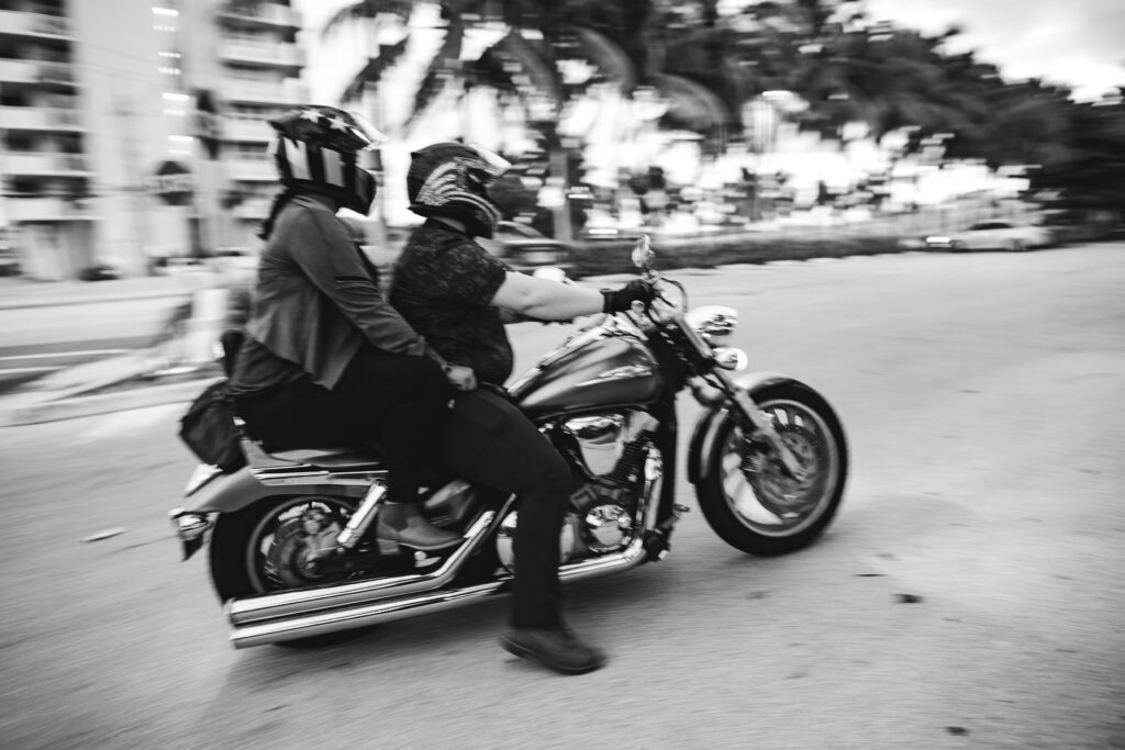 Couple on Motorcycle during their Deerfield Beach Engagement Session