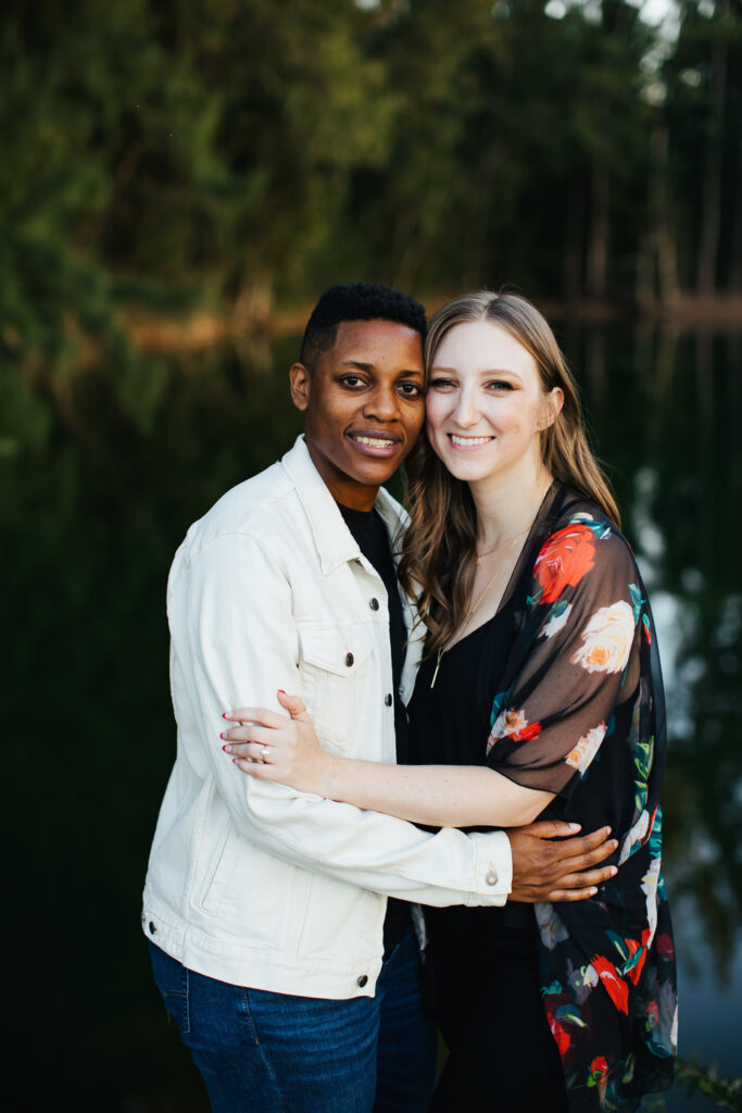 Lakeside Engagement Portraits during Golden Hour