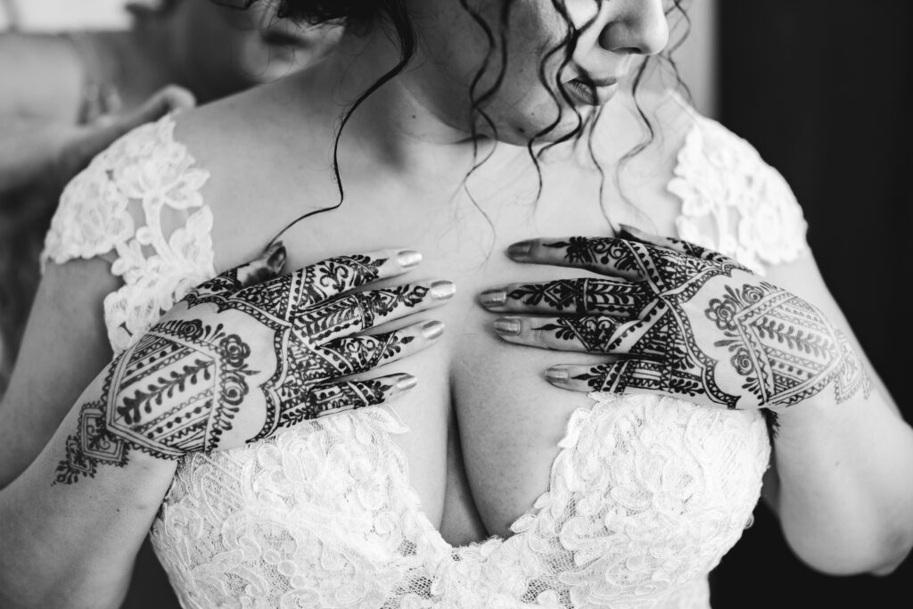 Bride with Henna Black and White Portrait