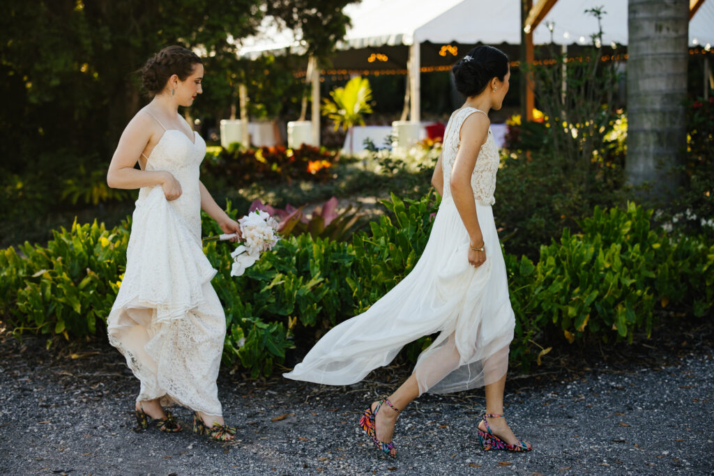 Two Brides walking 