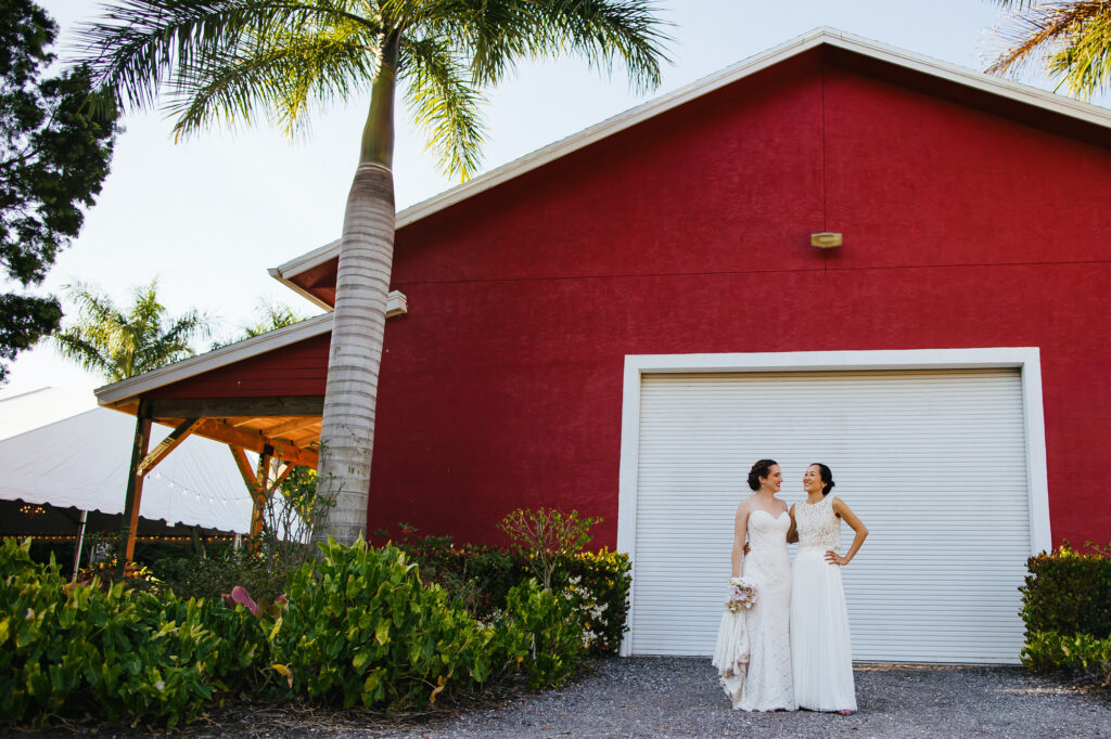 Red Barn Photo opportunity Two Brides Destination Wedding Colab Farms
