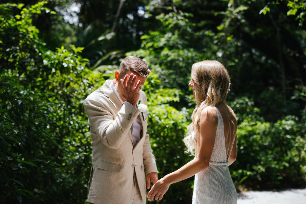 Emotional Groom during First Look with Bride South Florida Wedding