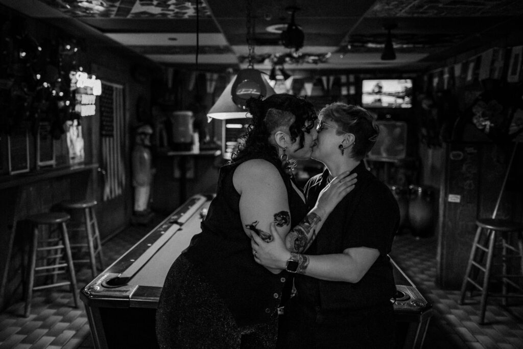 Witchy Gothic Dive Bar Engagement Photos