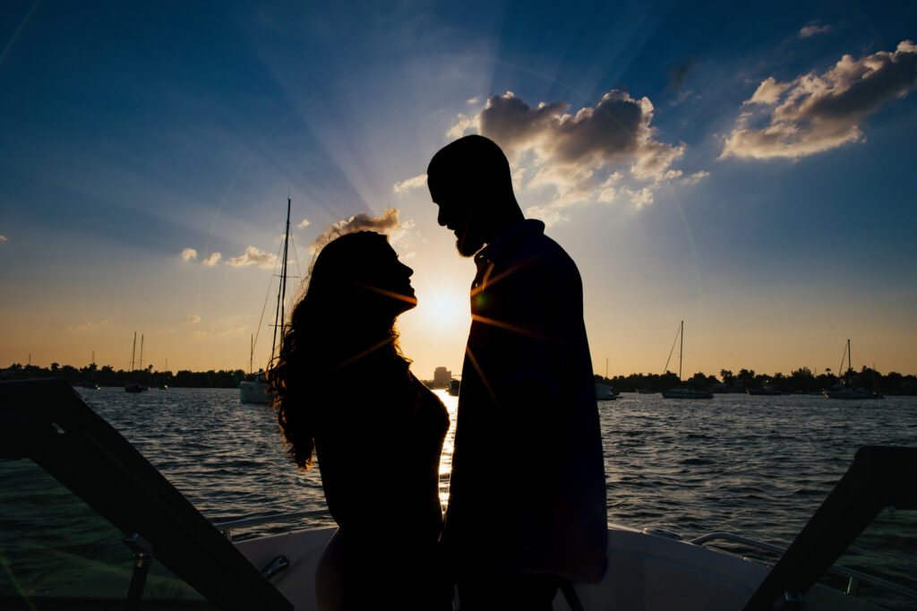Silhouette Boat Engagement Portrait
