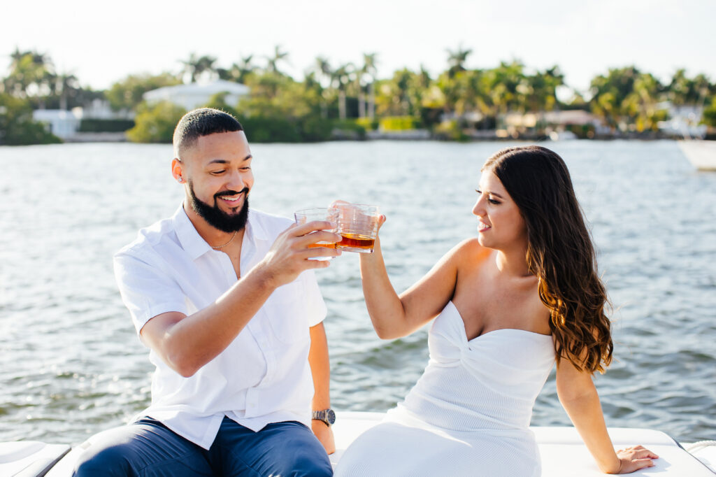 Engagement Portraits on a Boat in Hollywood