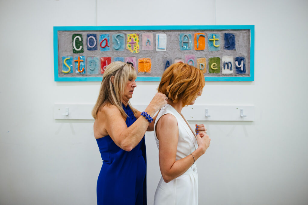 Bride with mom getting ready for her Destination Wedding in Alabama