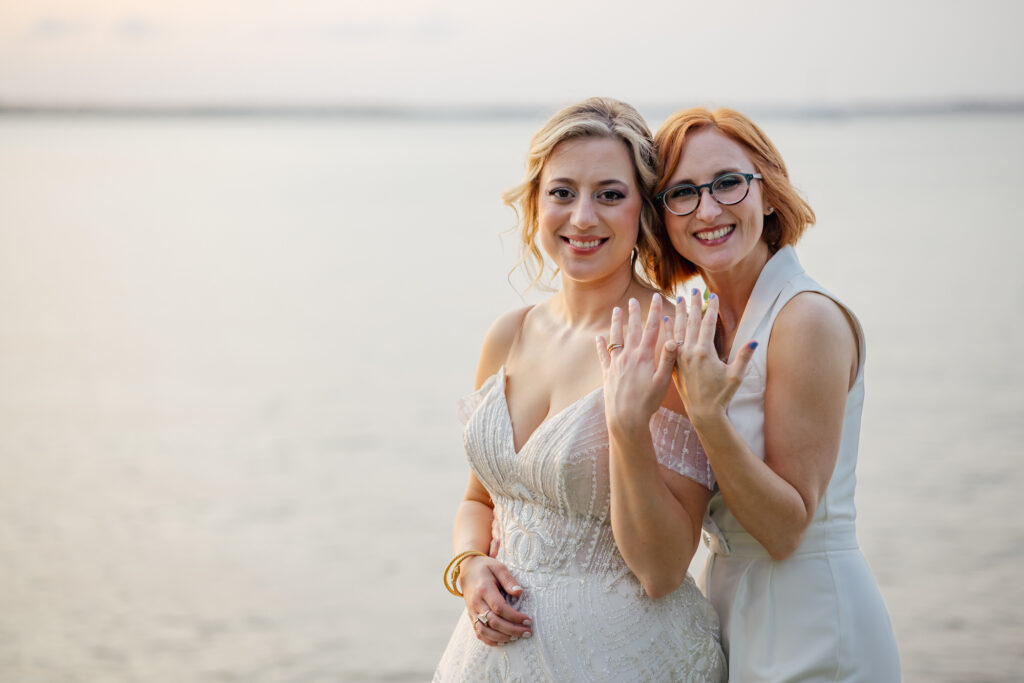 Two Brides show off their rings at their Alabama Wedding