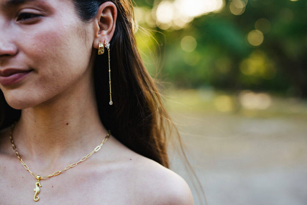 Boho, Witchy Model wearing jewelry for Dainty Grayce Branding Photos