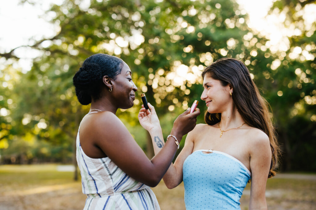 Models inhaling essential oils Boho, Witchy Model wearing jewelry for Dainty Grayce Branding Photos