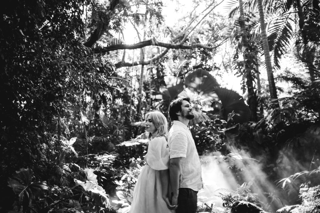 Couple Dancing during their Engagement Photos at Fairchild Botanical Garden in Florida