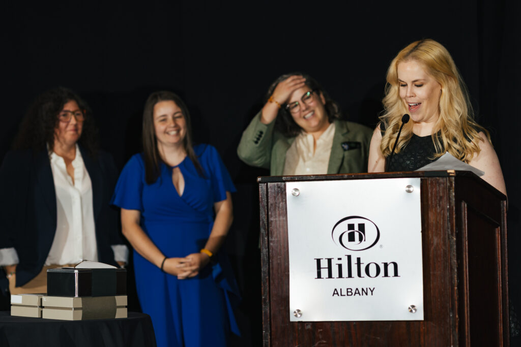 Candid moment captured by Tiny House Photo during a panel at the GCLS annual event in Albany, NY