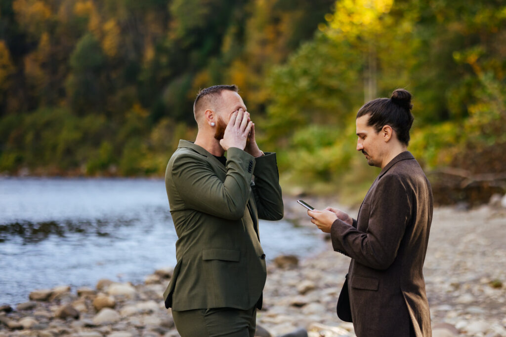 LGBTQ+ Destination Elopement in the fall in Vermont