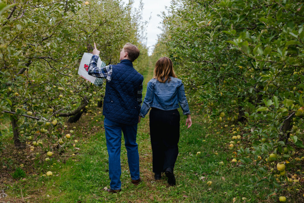 Fall Engagement Photos Apple Picking