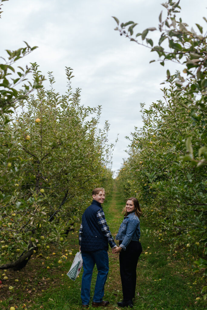 Fall Engagement Photos Apple Picking