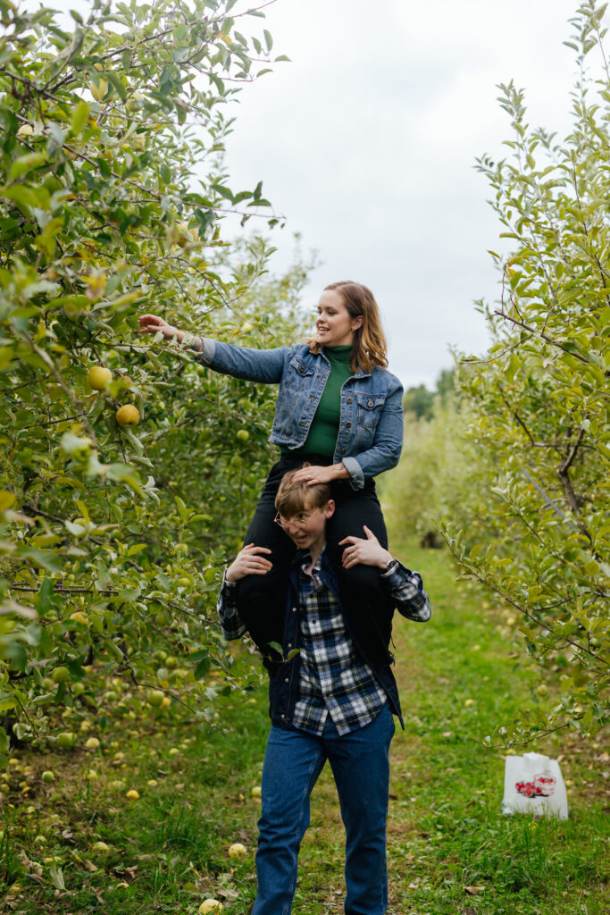 Fall Engagement Photos Apple Picking