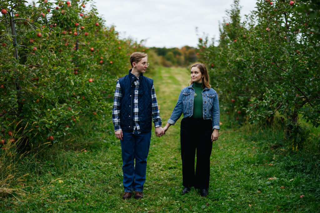 Fall Engagement Photos Apple Picking