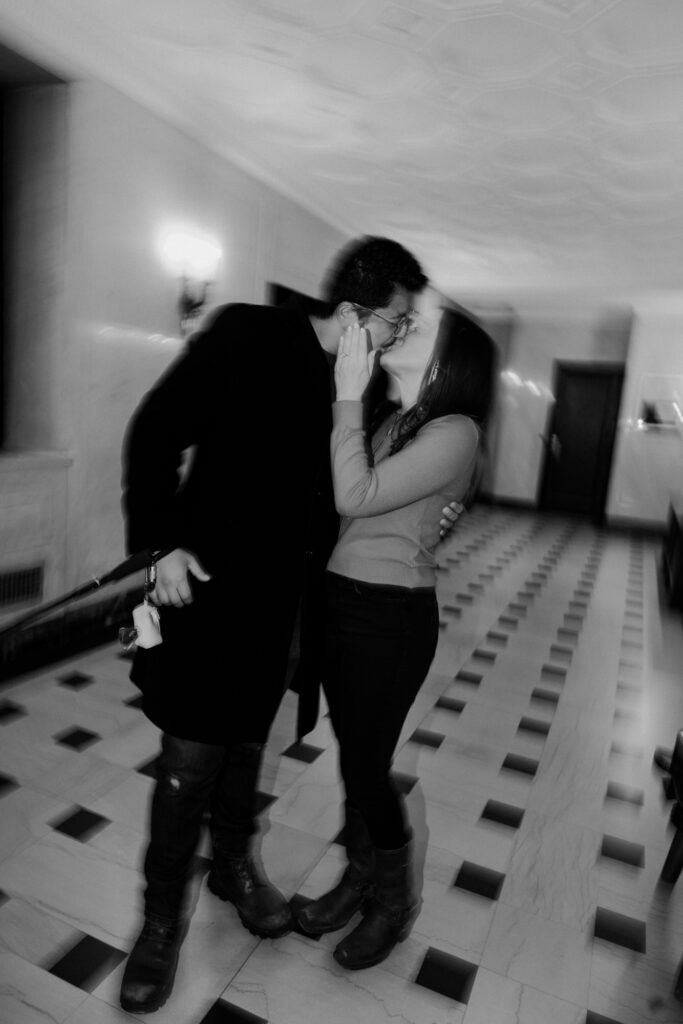 Apartment Lobby Engagement Portraits NYC