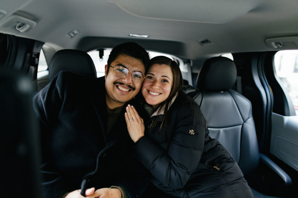 NYC Yellow Cab Engagement Portrait